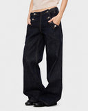 Button Detail Raw Wide-Leg Jeans | Inflation Streetwear INFLATION