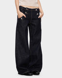 Button Detail Raw Wide-Leg Jeans | Inflation Streetwear INFLATION