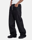 Button Detail Raw Baggy Jeans | Inflation Streetwear INFLATION
