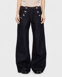 Button Detail Raw Wide-Leg Jeans | Inflation Streetwear INFLATION