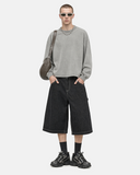 Raw Denim Cargo Longline Shorts | Inflation Streetwear