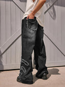 Black Distressed Fringe Jeans | Inflation Streetwear INFLATION