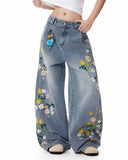Embroidery Bamboo Weave Baggy Jeans | Inflation Streetwear INFLATION