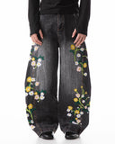 Embroidery Bamboo Weave Baggy Jeans | Inflation Streetwear INFLATION