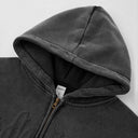INFLATION Puff Print Washed Zip Up Hoodies INFLATION
