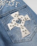 Cross Stud Bamboo Weave Baggy Jeans | Inflation Streetwear INFLATION