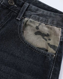 Camo Patchwork Washed Denim Jorts | Inflation Streetwear INFLATION
