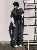 Black Distressed Fringe Jeans | Inflation Streetwear INFLATION