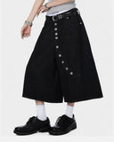Asymmetric Button Raw Denim Jorts | Inflation Streetwear INFLATION