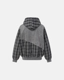 Plaid Patchwork Boxy Zip Up Hoodie | Inflation Streetwear