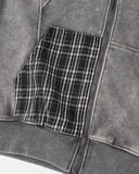 Plaid Patchwork Boxy Zip Up Hoodie | Inflation Streetwear