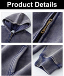 INFLATION Washed Distressed Fleece Zip Up Hoodies INFLATION