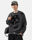 Distressed Skull Knit Sweater | Inflation Streetwear